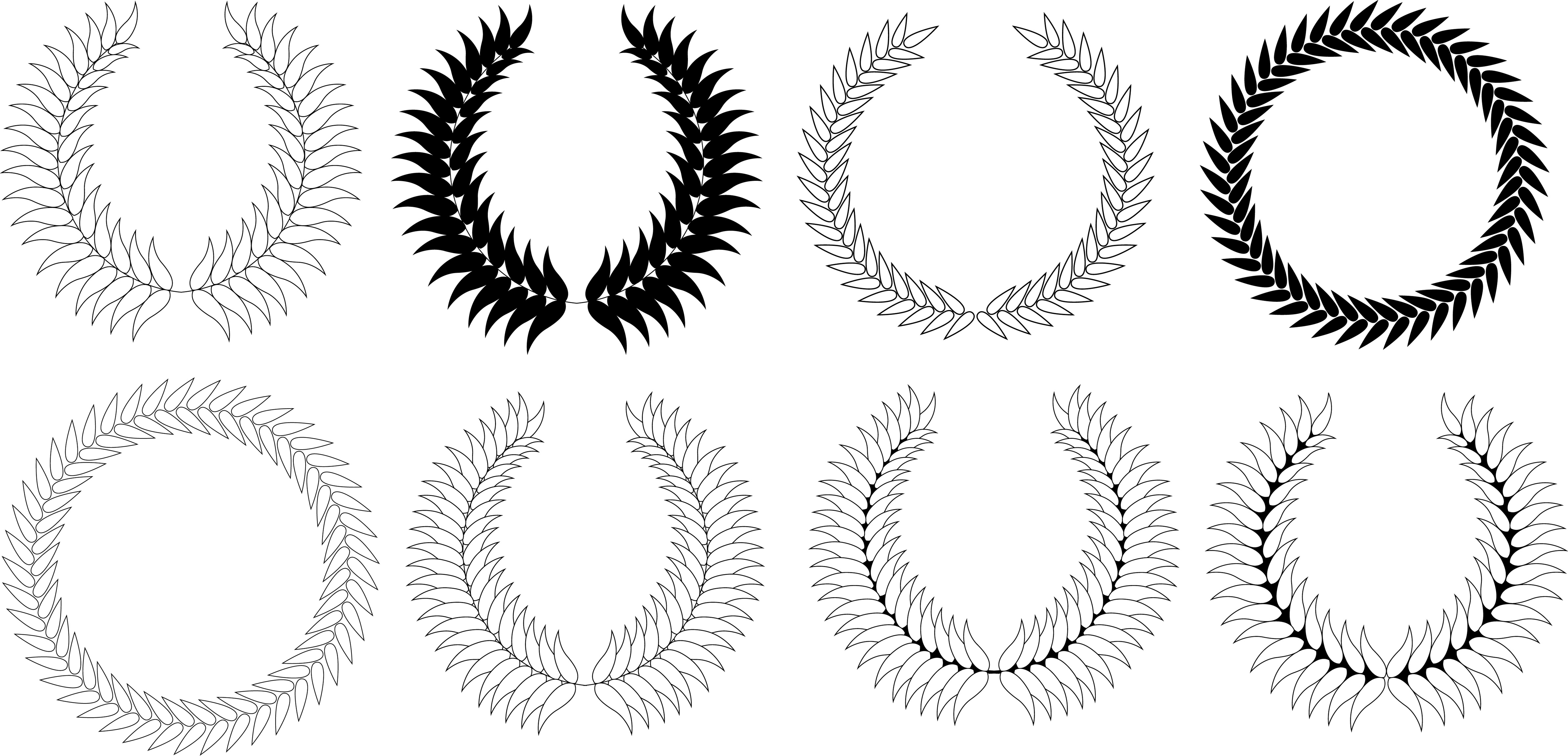 4773x2300 Free Vector Set Of Flourish Laurel Wreaths