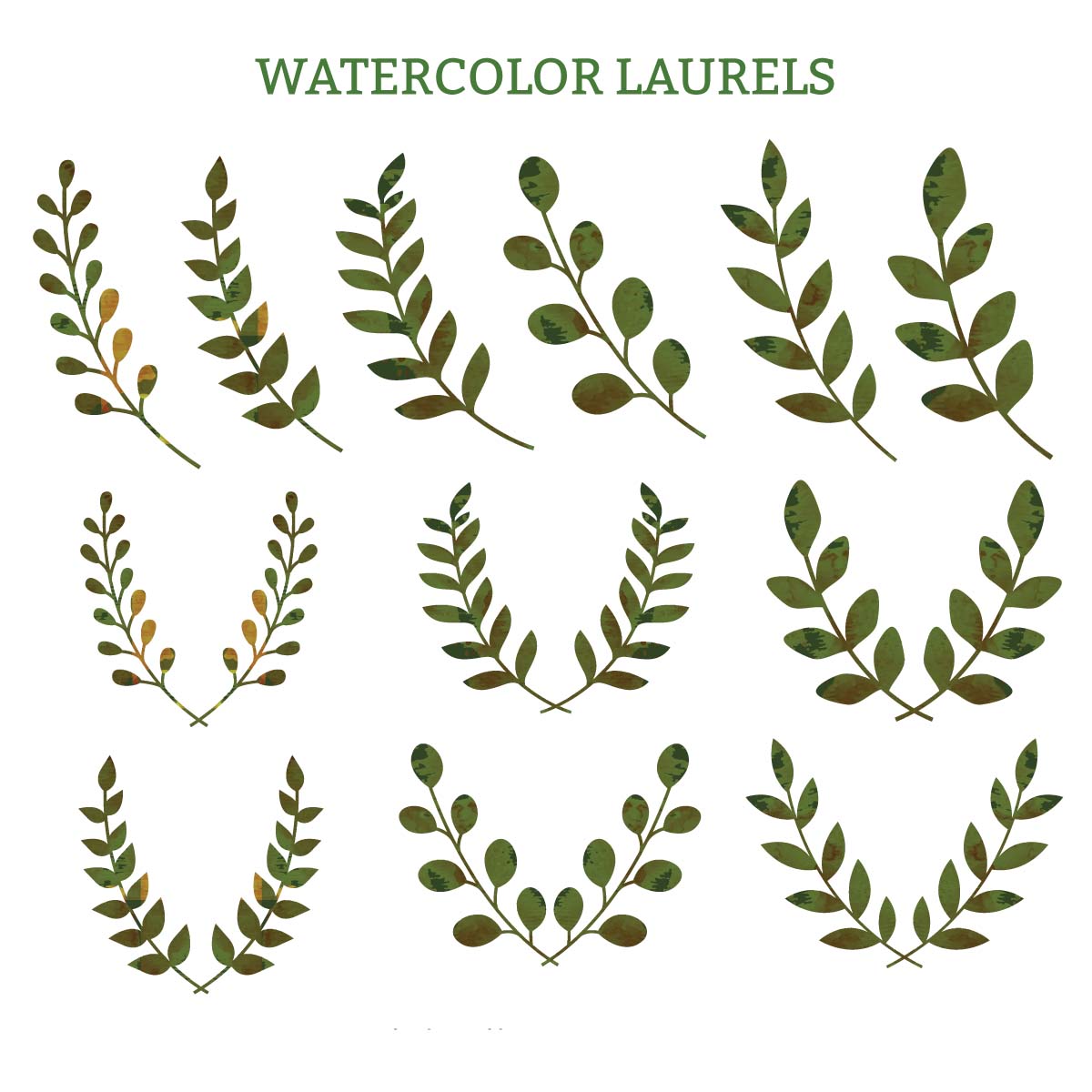1200x1200 Watercolor Laurels Green Decorative Vector Free Download