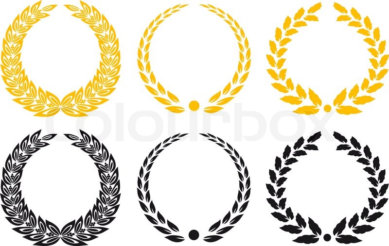 800x507 Set Of Gold And Black Laurel Wreaths Stock Vector Colourbox