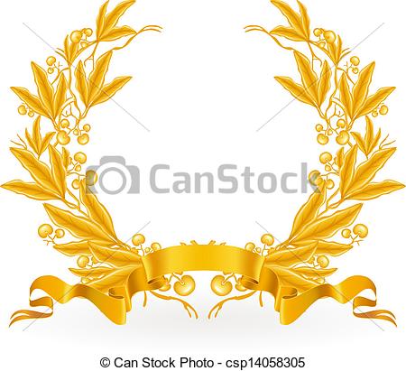 450x411 Gold Laurel Wreath, Vector.