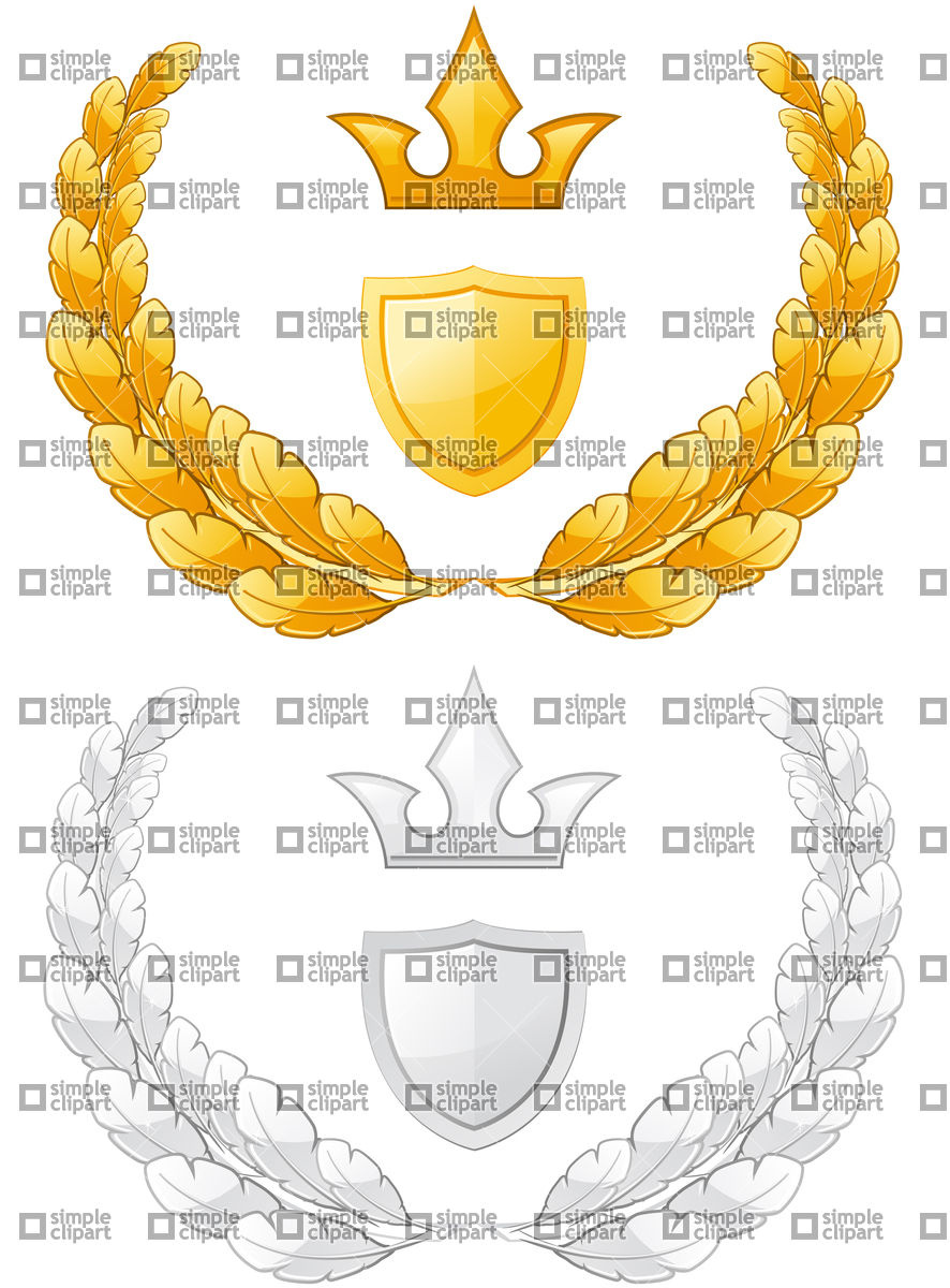886x1200 Golden And Silver Laurel Wreath Vector Image