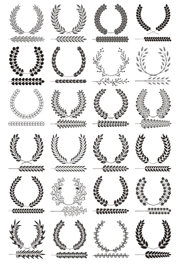 595x842 Laurel Wreaths Vector Set Free Vector Download