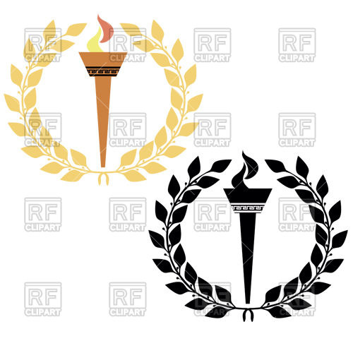 500x500 Olympic Torch And Laurel Wreath Vector Image Vector Artwork Of