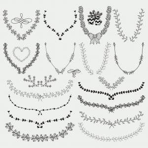 300x300 Hand Drawn Floral Wreaths Laurels Vector Sohadacouri