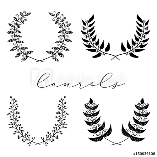 500x500 Set Of Hand Drawn Laurels, Vector Illustration