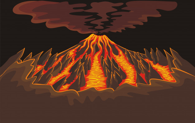 626x396 Volcano Background With Lava Vector Premium Download