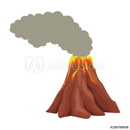 500x500 Vulcano With Lava Vector Illustration Graphic Design