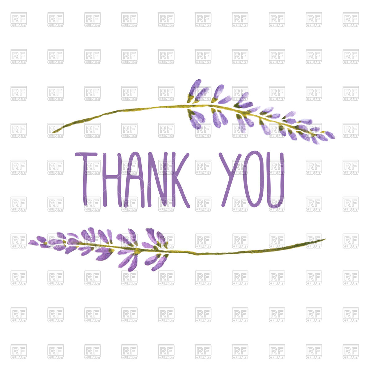 1200x1200 Watercolor Thank You Greeting Card With Lavender. Vector Image