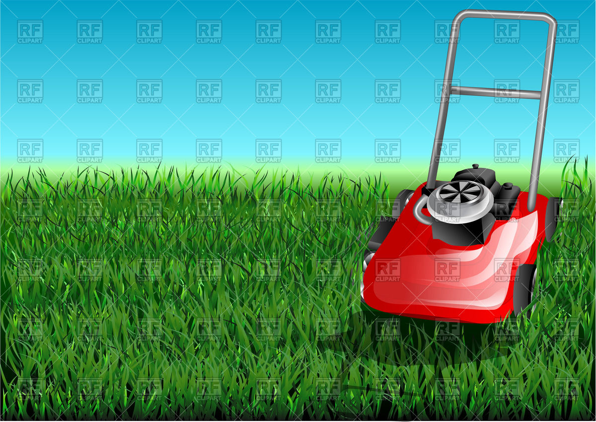1200x850 Grass Cutter Cuts The Green Lawn Vector Image Vector Artwork Of