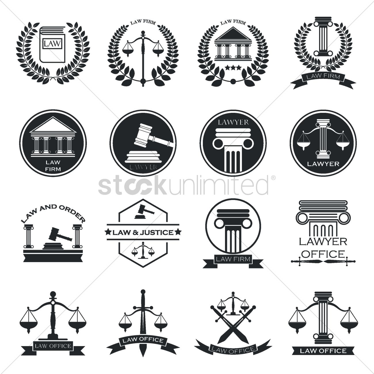 1300x1300 Set Of Law Logo Element Icons Vector Image