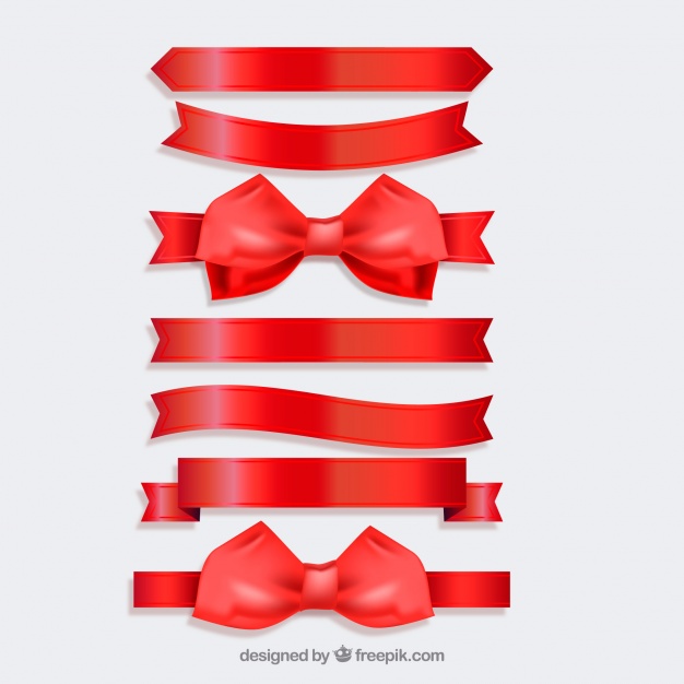 626x626 Set Of Red Ribbons And Bow Vector Free Download