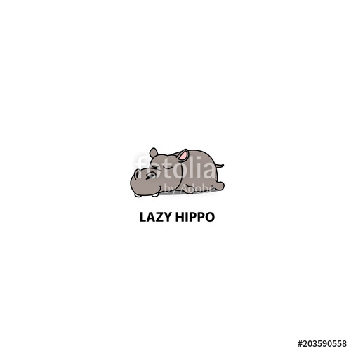 500x500 Lazy Hippopotamus Sleeping Icon, Vector Illustration Stock Image