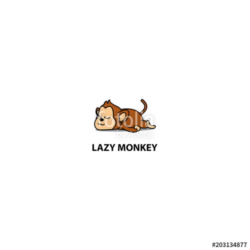 500x500 Lazy Monkey Sleeping Icon, Logo Design, Vector Illustration Stock