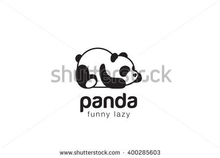 450x323 Panda Bear Silhouette Logo Design Vector Template. Funny Lazy Logo