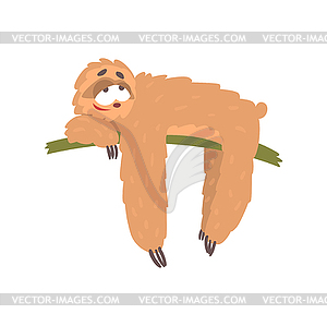 300x299 Cute Happy Cartoon Lazy Sloth Character Lying