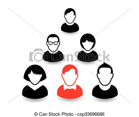 450x380 Human Portrait And Icon. Vector Illustration. Office Team And Leader.