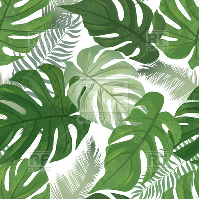 400x400 Tropical Leaves Background. Palm Tree Leaf Seamless Pattern