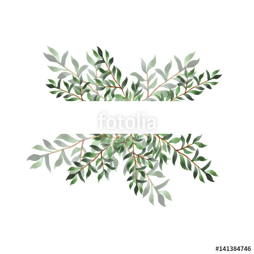 500x500 Abstract Green Leaf Border On White Background. Design For Wedding