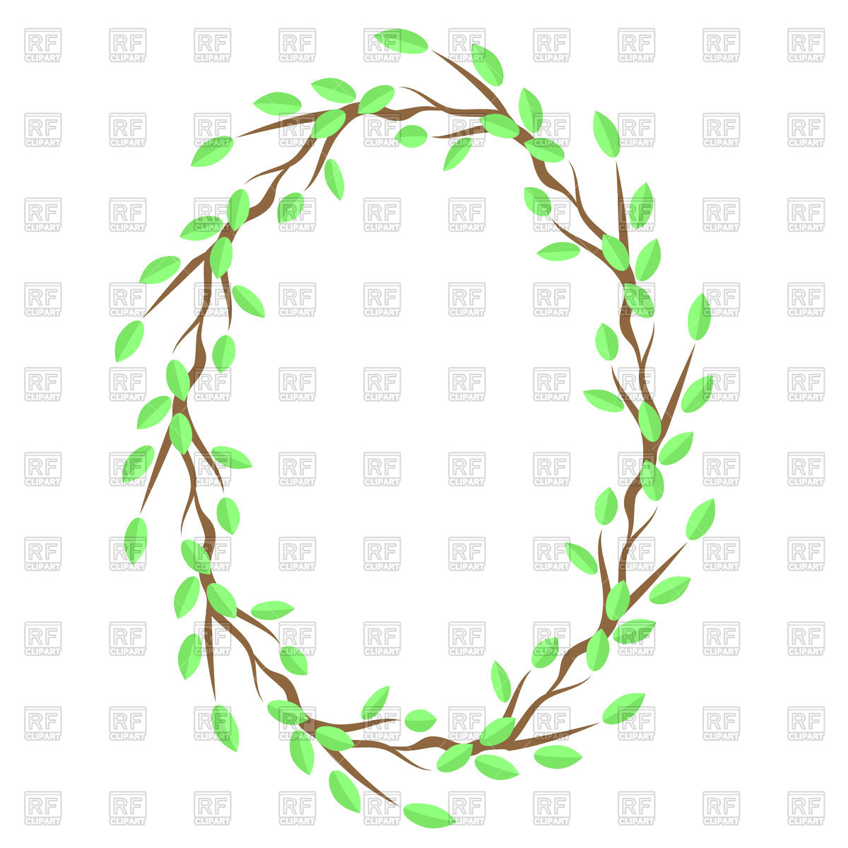 1200x1200 Frame Of Green Leaves On Branch Vector Image Vector Artwork Of