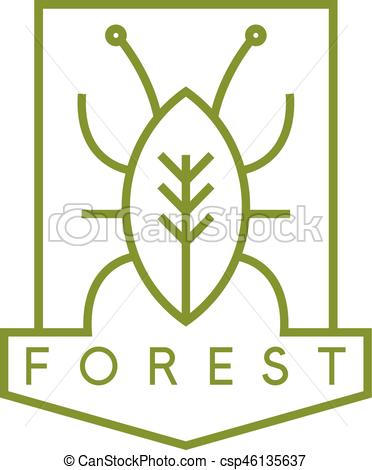 372x470 Line Art Vector Crest With Bug And Tree.