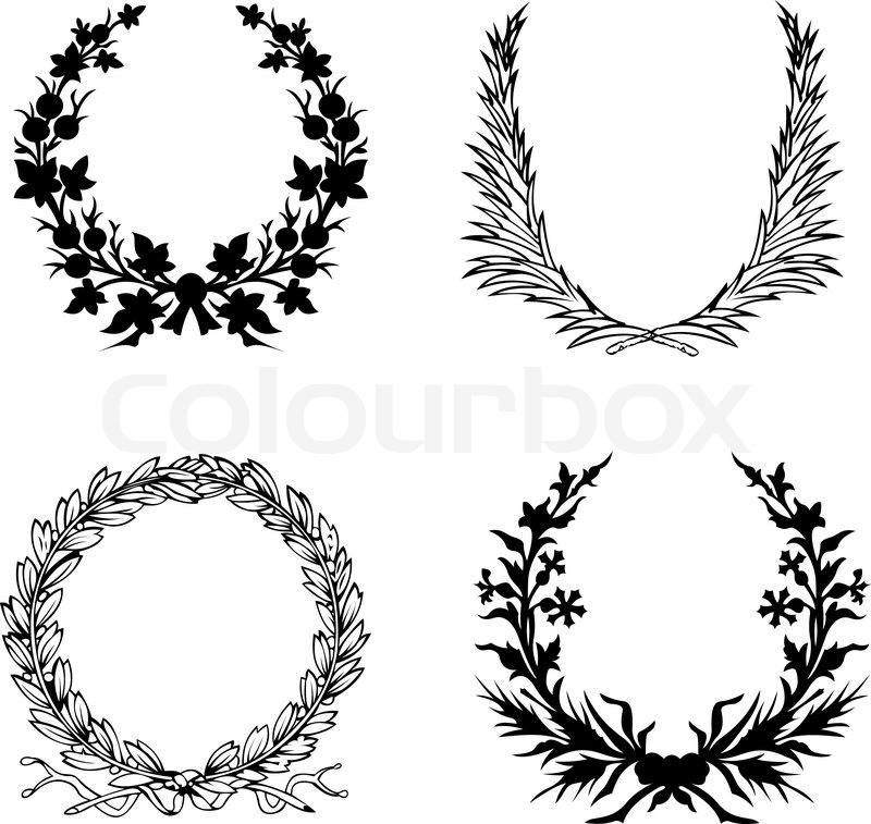 800x757 Set Of Four Black And White Laurel Wreath. Stock Vector Colourbox