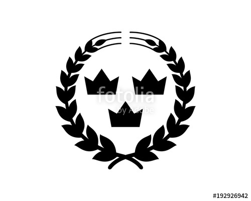 500x400 Circle Wheat Leaf With Three Crown Symbol Vector Logo Silhouette