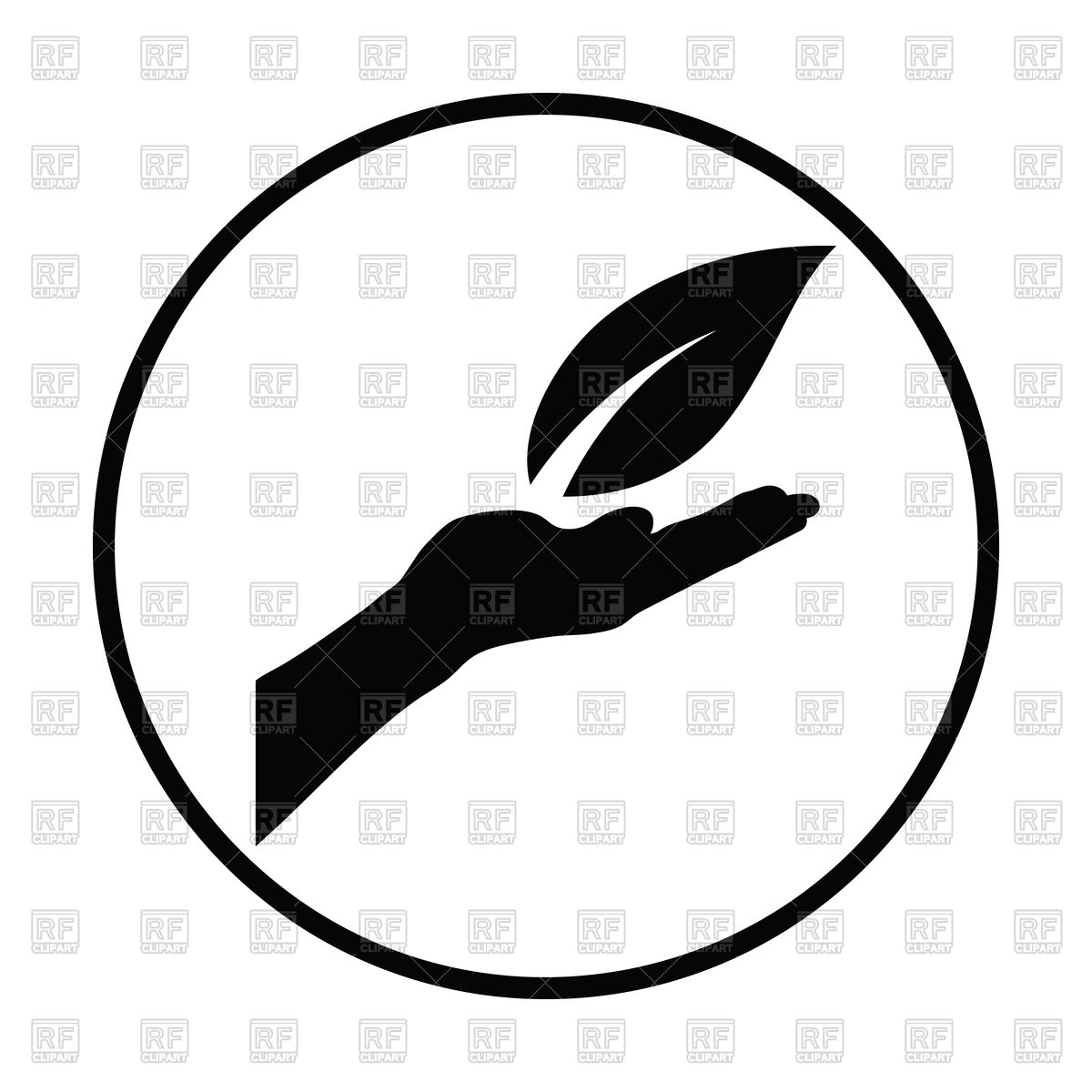 1200x1200 Thin Circle Design Of Hand Holding Leaf Icon Vector Image Vector