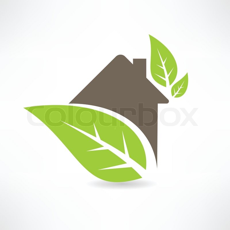 800x800 Eco House Concept Green Leaf Icon Stock Vector Colourbox