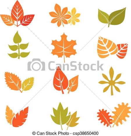 450x469 Multicolor Autumn Leaves Flat Vector Icons. Fall Feuille Leaf
