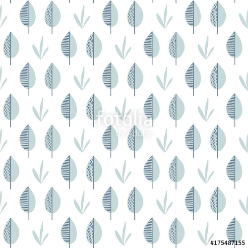 500x500 Abstract Vector Leaf Pattern. Scandinavian Seamless Background