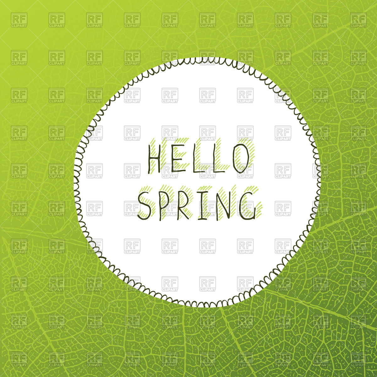 1200x1200 Hello Spring Text On Green Leaf Texture Vector Image Vector