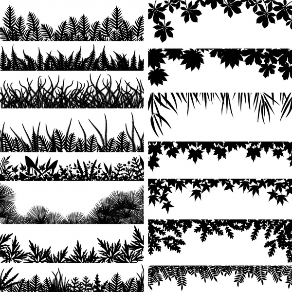 600x600 Nature Design Elements Black White Leaf Grass Icons Free Vector In