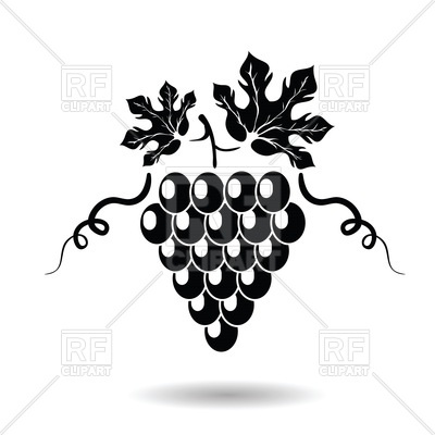 400x400 Black Graphic Grapes With Leaves Vector Image Vector Artwork Of