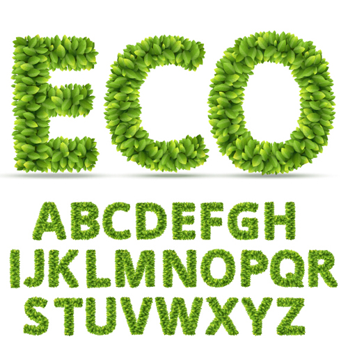 500x497 Eco Alphabet With Green Leaves Vector Free Download
