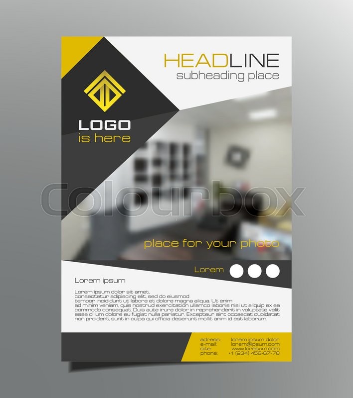 708x800 Grey, Yellow Brochure Flyer Design Vector. Leaflet Cover