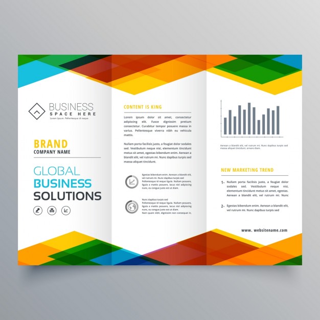626x626 Triptych Leaflet With Geometric Shapes Vector Free Download