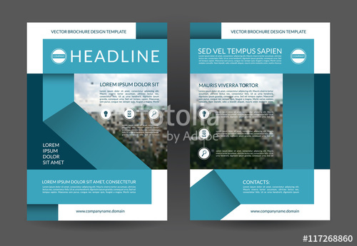 500x345 Blue Annual Report Brochure Flyer Layout Template. A4 Size. Front