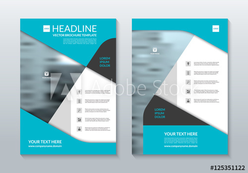 500x348 Blue Annual Report Brochure Layout Template. A4 Size. Front And