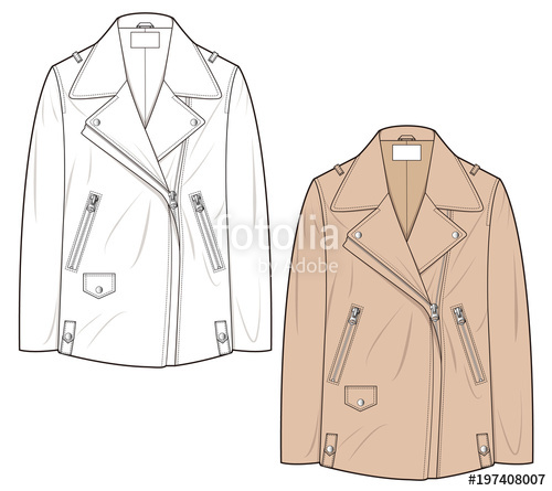 500x445 Acne Leather Jacket Fashion Vector Illustration Flat Sketches
