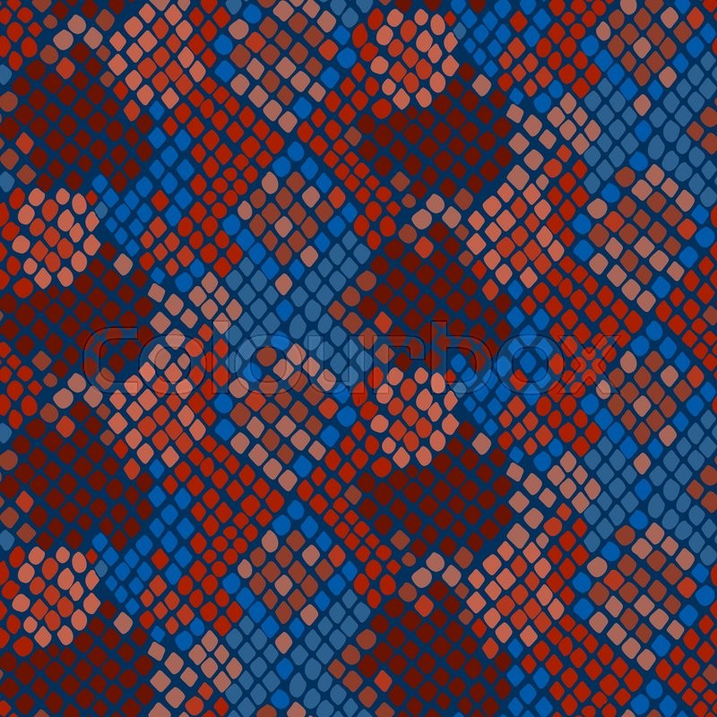 800x800 Snake Skin Seamless Vector Texture. Blue And Red Tone Colors Snake