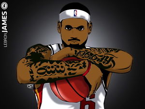300x225 Lebron James Vector Art Miami Heat Nba Basketball Gigantic Print