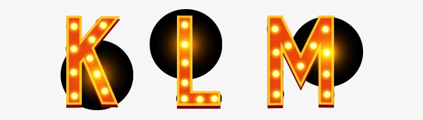 600x171 Vector Yellow Light Led Lighting Letter Klm, Light Vector, Letter