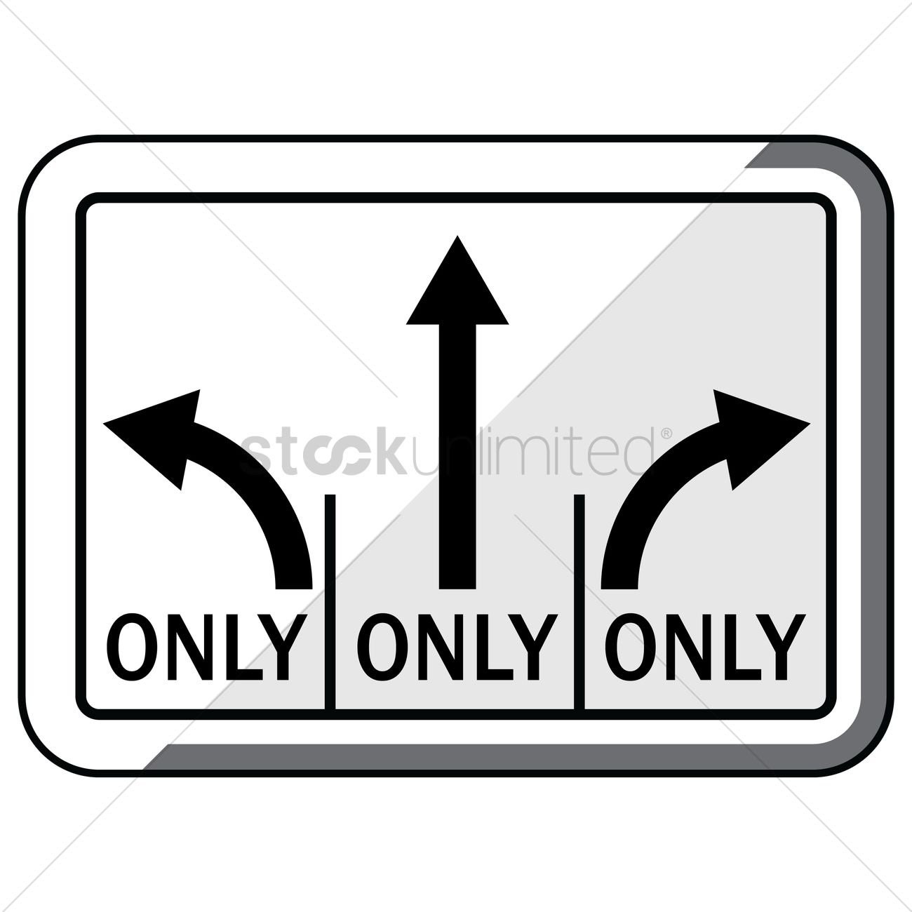 1300x1300 Leftstraightright Turn Lanes Road Sign Vector Image