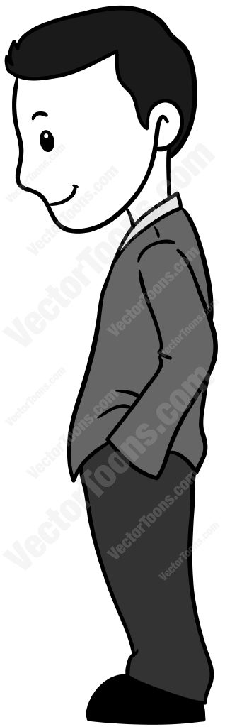 318x1024 Businessman In A Suit With Left Hand In His Pocket Clipart By