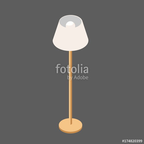 500x500 Vector Lamp In Isometric View. Light Lamp On A High Leg. Floor