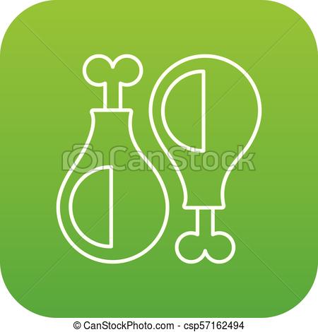 450x470 Chicken Leg Icon Green Vector Isolated On White Background.