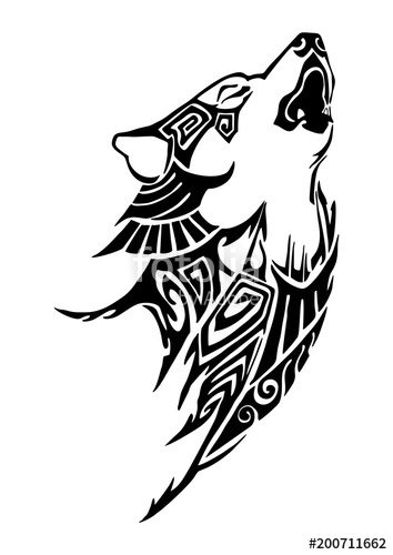 354x500 Silhouette Wolf Whine Head Tribal Tattoo Design For Arm Or Leg