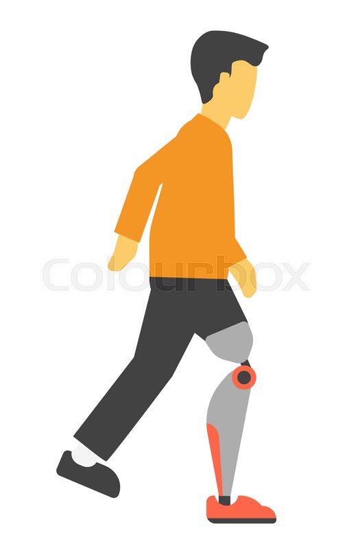 525x799 Disabled Man With Bionic Artificial Leg Vector Illustration
