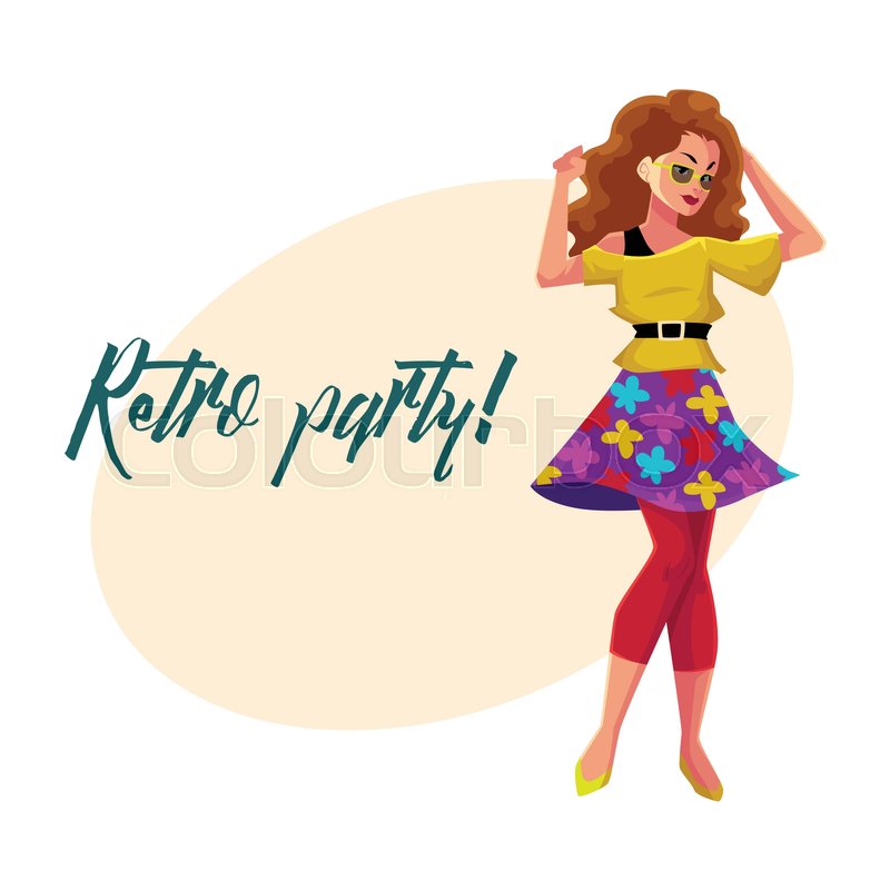 800x800 Retro Disco Party Invitation, Poster Template With Woman In 1980s