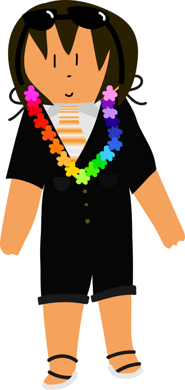 616x1295 Jollimore Wearing A Rainbow Lei (Vector) By Surfingtheseaworld On